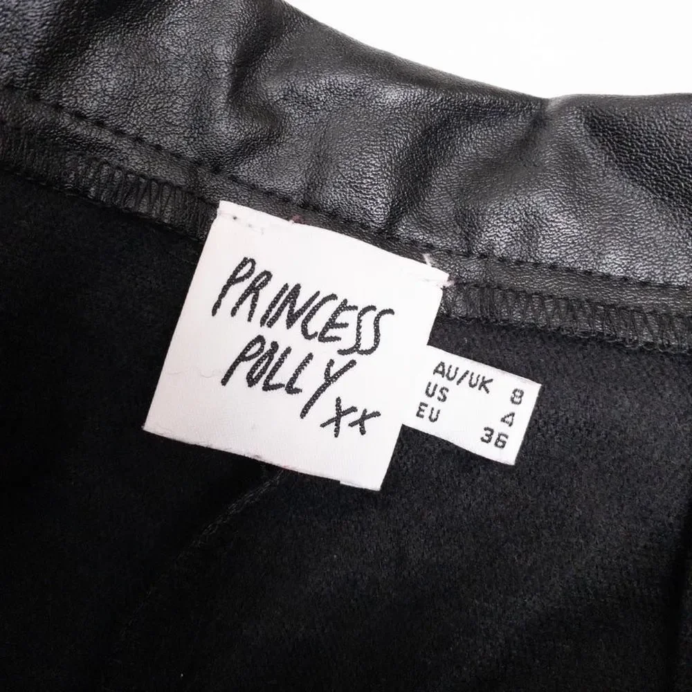 Princess Polly Encore Pants Vegan Leather Black Size 4 - Picture 3 of 10
